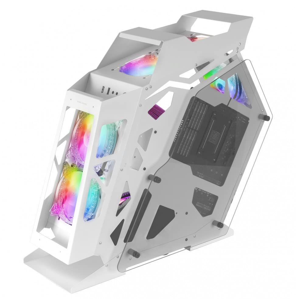 MarsGaming MC61 Weiss, PC-Gehäuse Gaming Kompaktes Micro-ATX, 4 x 12cm Lüfter, ARGB Chroma, Dual Tem