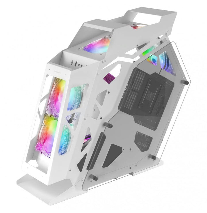 MarsGaming MC61 Weiss, PC-Gehäuse Gaming Kompaktes Micro-ATX, 4 x 12cm Lüfter, ARGB Chroma, Dual Tem