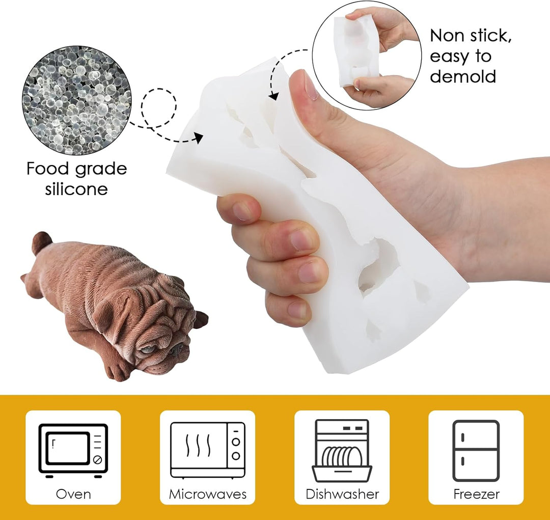 Supvox 3D Mops Hund Form Silikon Schimmel, Mousse Kuchen Schimmel, Polymer Clay Schimmel, Handwerk,