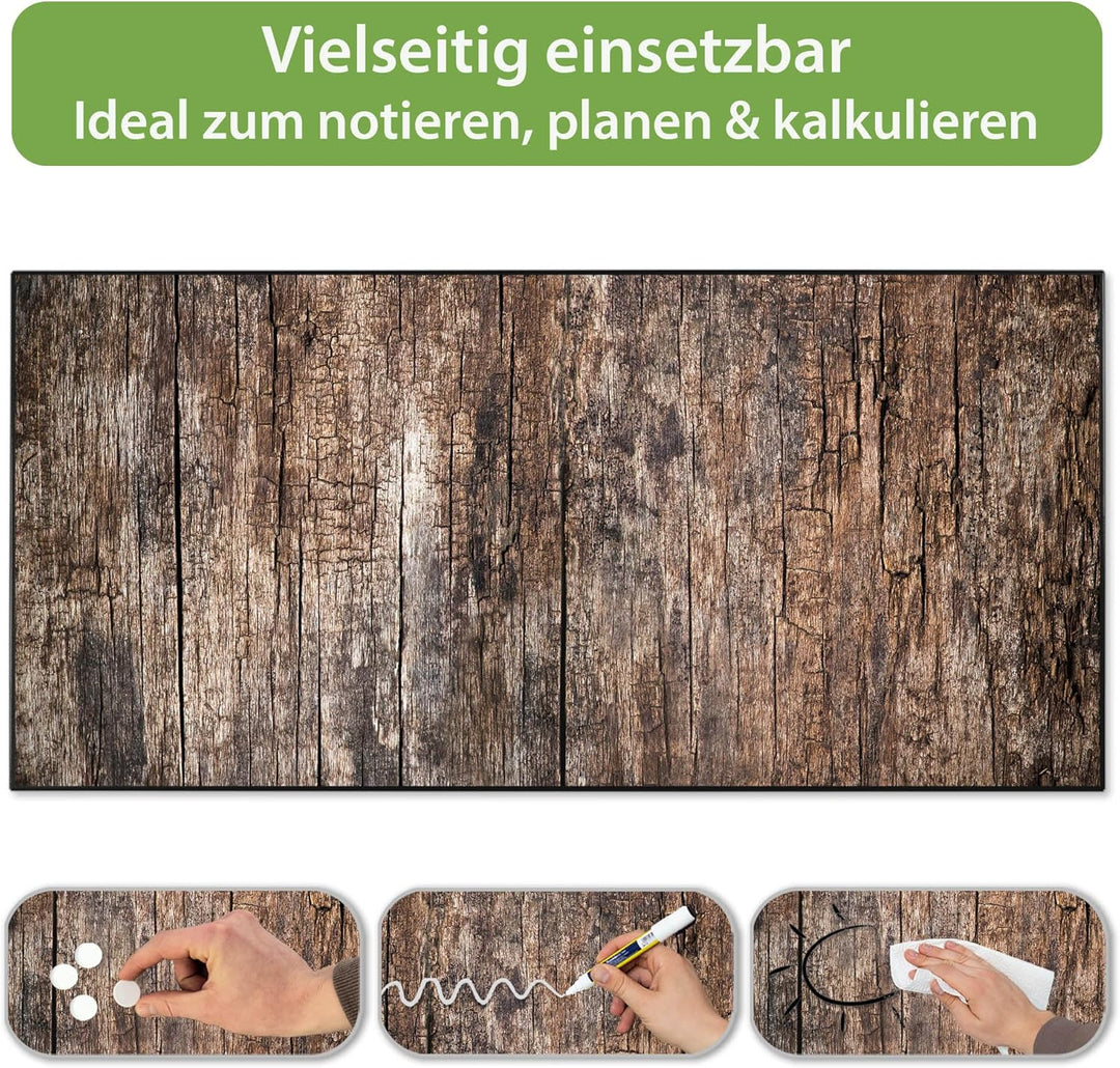 banjado Magnettafel schwarz 78 x 37cm / Magnetwand Metall/Magnetpinnwand als Memoboard/Pinnwand Magn
