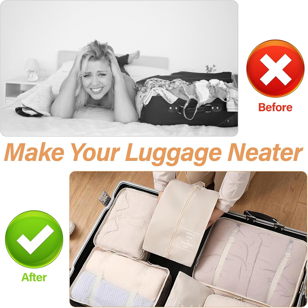 Koffer Organizer Set,10 Stück Packing Cubes, Packwürfel, Reise Gadgets, Kleidertaschen, Schuhbeutel