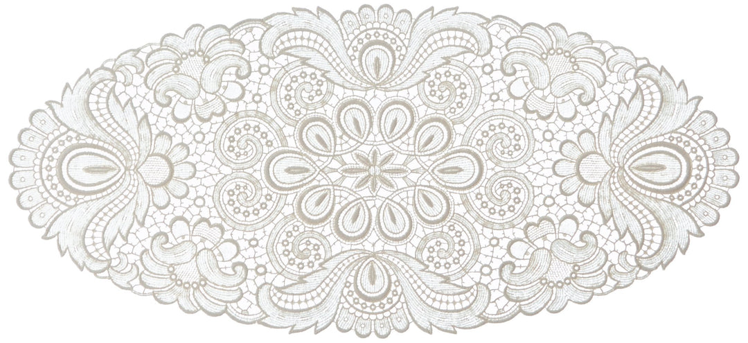 Plauener Spitze by Modespitze 67952 Design Plauen, Gre 30 x 60 cm oval, creme, Champagner 30 cm x 60