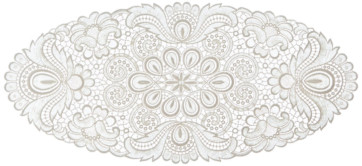 Plauener Spitze by Modespitze 67952 Design Plauen, Gre 30 x 60 cm oval, creme, Champagner 30 cm x 60