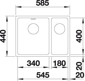 BLANCO ANDANO 340/180-U | Edelstahl | Einbauart: Unterbau | Hauptbecken links | ohne Ablauffernbedie