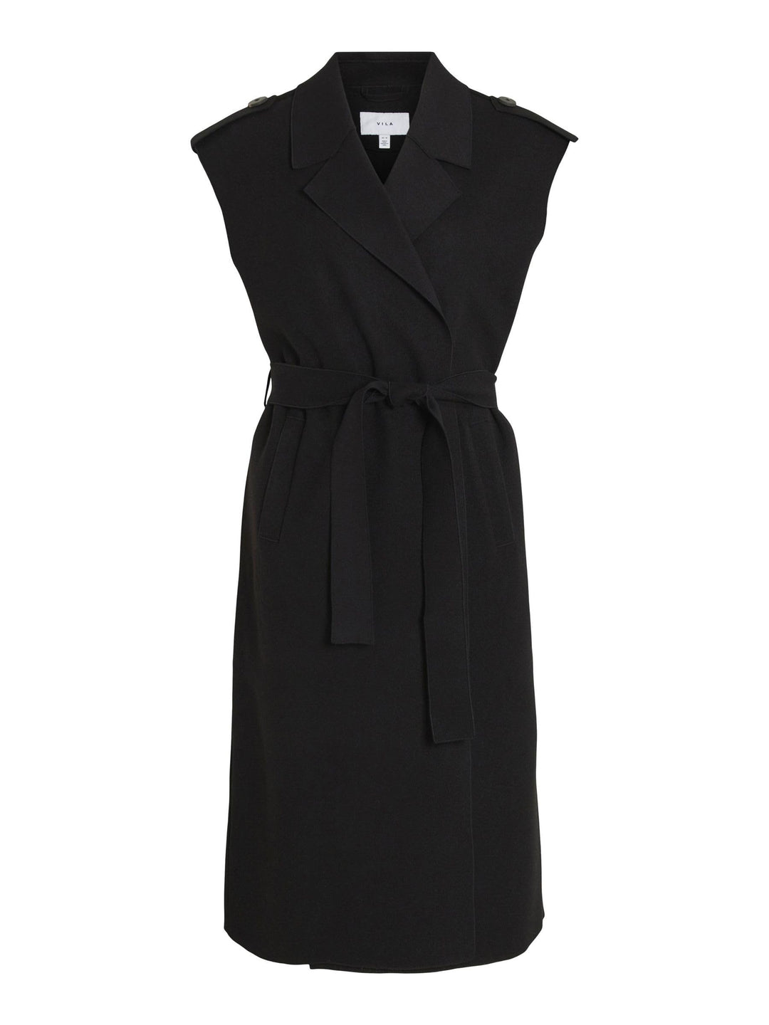 Vila female Weste Lange Gürtel XL Schwarz, XL Schwarz