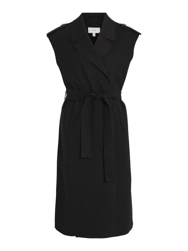 Vila female Weste Lange Gürtel XL Schwarz, XL Schwarz