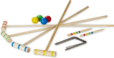 Relaxdays Krocket Spiel, 4 Spieler Kinder Erwachsene Komplettset mit Tasche Croquet Set Holz S, Natu