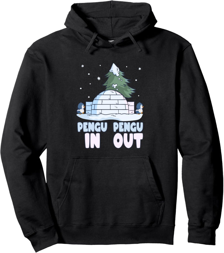 Pinguin | Lustiger Iglu & Winter Snow Pun, Pengu-In Pengu-Out Pullover Hoodie