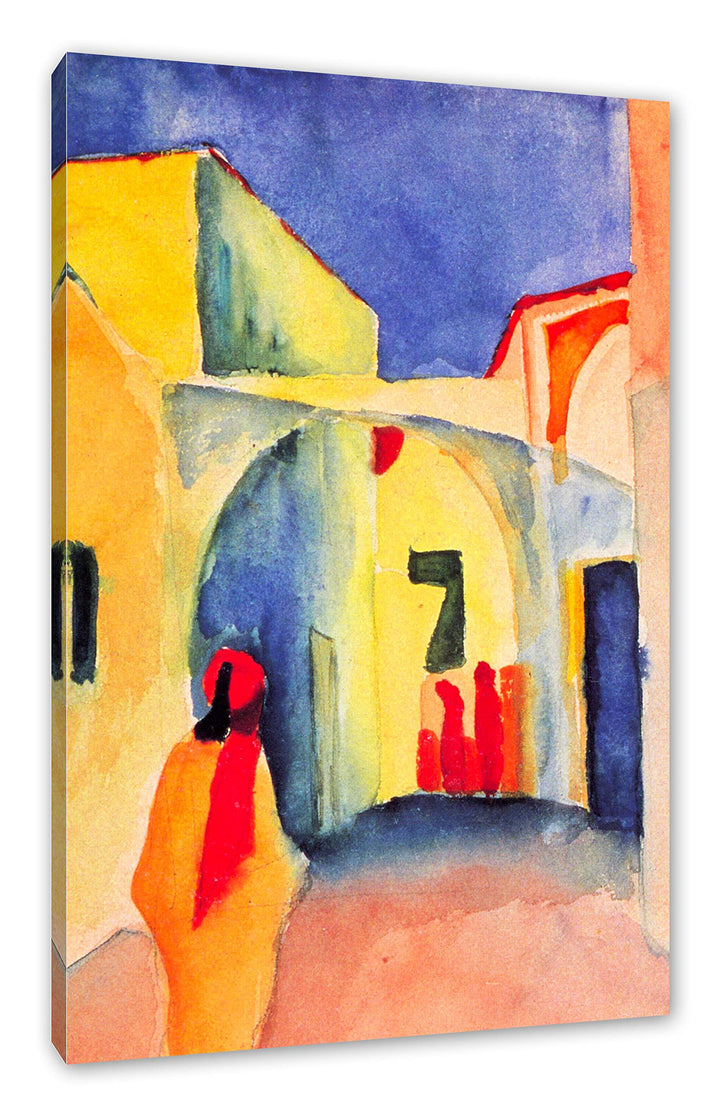 August Macke - Blick auf eine Allee in Tunis als Leinwandbild / Grösse: 100x70 cm / Wandbild / Kunst