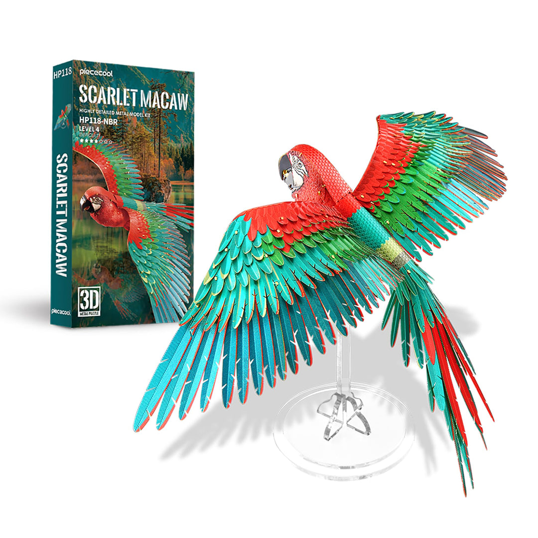 Piececool 3D Puzzle Metall, Papagei für Modellbausatz Erwachsene, 3D-Puzzles zu Bauen, BAU, Bastel-K