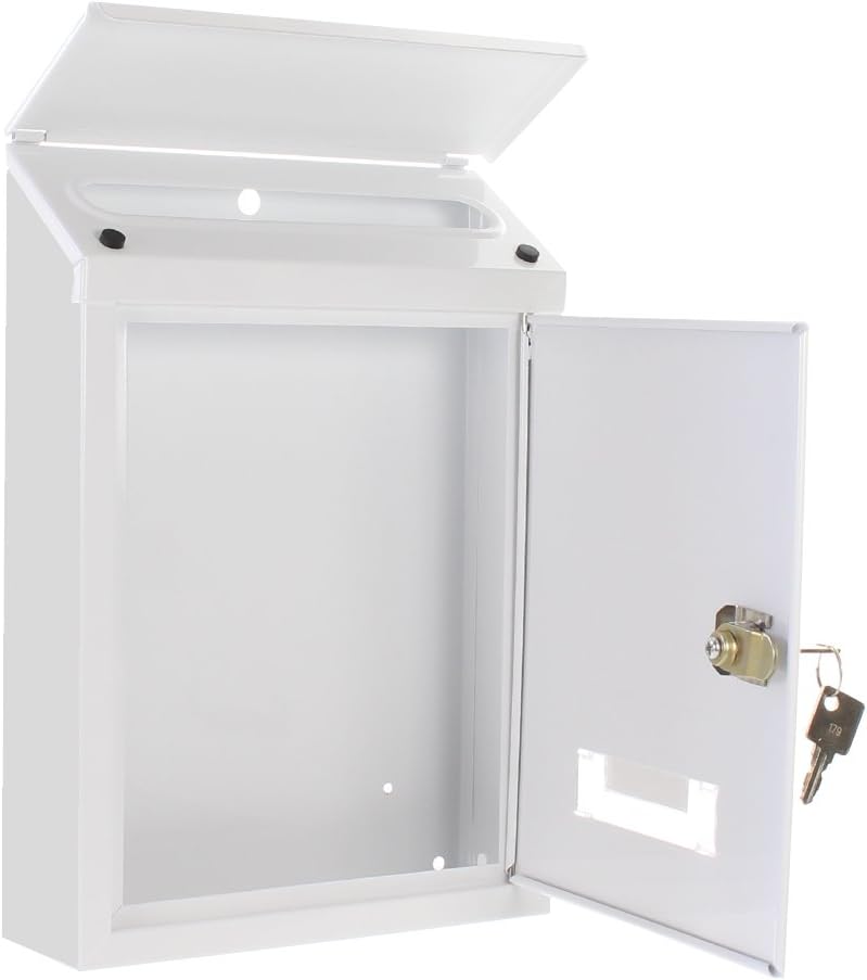 HomeDesignMailbox HDM-2100-Weiss, Zylinderschloss mit 2 Schlüssel, Stahl, BxH 215x300 mm, Befestigun