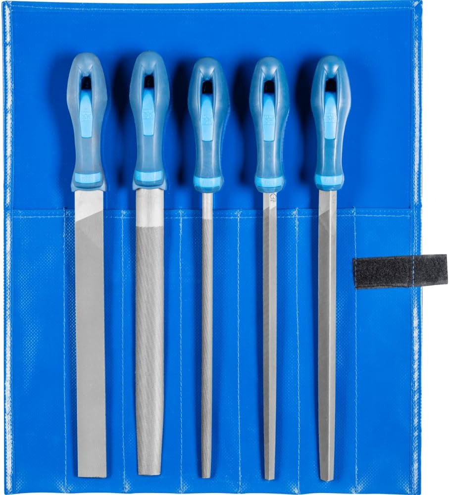 Feilensatz L.250mm Hieb 2 2K-Ergo PFERD Werkstattfeilen-Set in PVC-Rolltasche Kreuzhieb H2 Länge 250