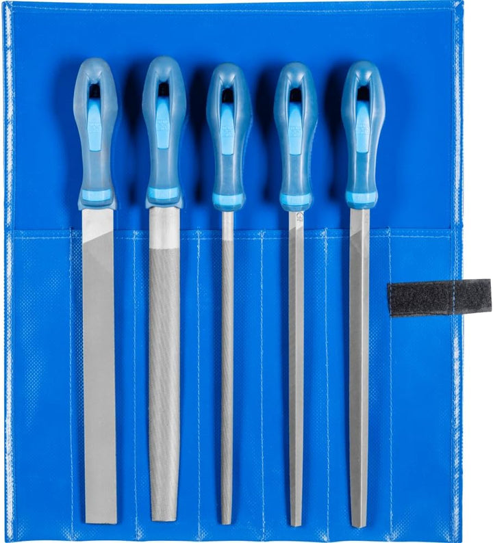 Feilensatz L.250mm Hieb 2 2K-Ergo PFERD Werkstattfeilen-Set in PVC-Rolltasche Kreuzhieb H2 Länge 250