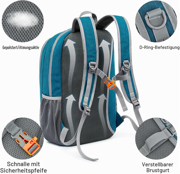 G4Free Kleiner Rucksack 12L/20L Unisex Tagesrucksack Leichter Blau (Pfau) 20L, Blau (Pfau) 20L
