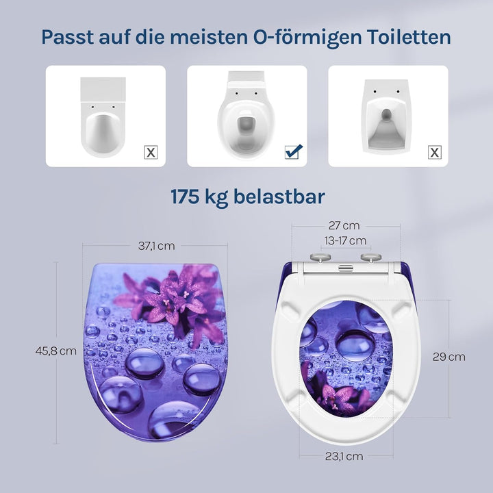 WOLTU Toilettendeckel, WC Sitz mit Absenkautomatik, Klodeckel Klobrille mit Quick-Release-Funktion,