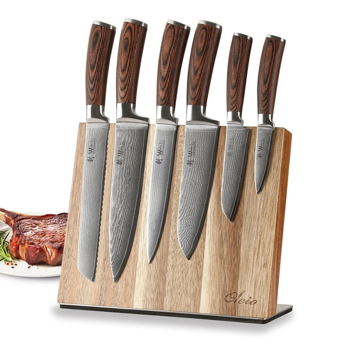 Wakoli Edib 6er Damastmesser-Set, scharfe 8 bis 20,5 cm Klingen Premium Küchenmesserset aus 67 Lagen
