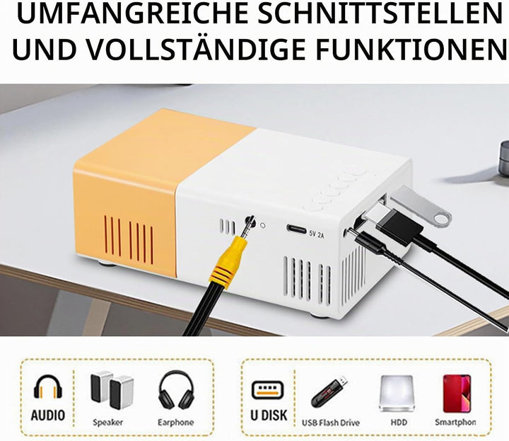 Smart Projector, 1080p Tragbarer -Projektor, 6000 LM Helligkeit, für Heimunterhaltung, Meetings und