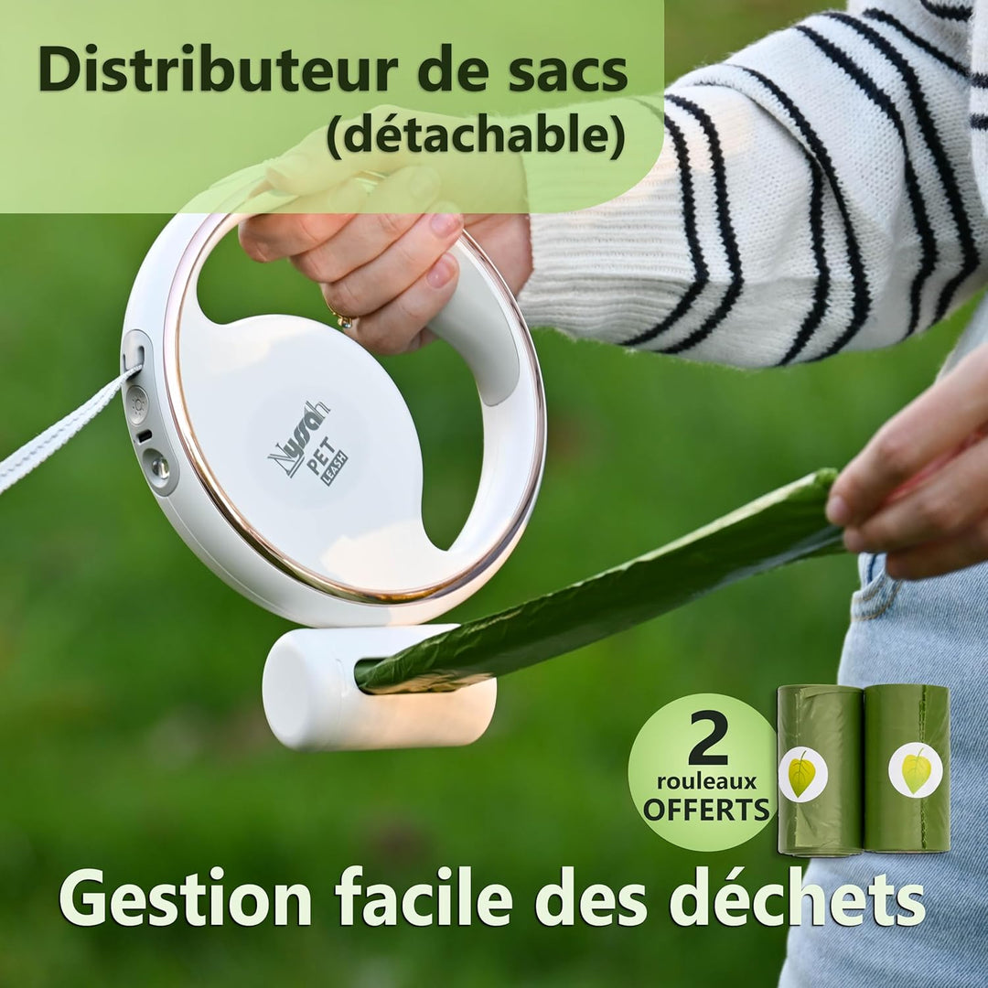 Hundeleine Rollleine 3 m LED-Lampe, einziehbare Leine, sicher, praktisch und bequem für Hunde bis 25