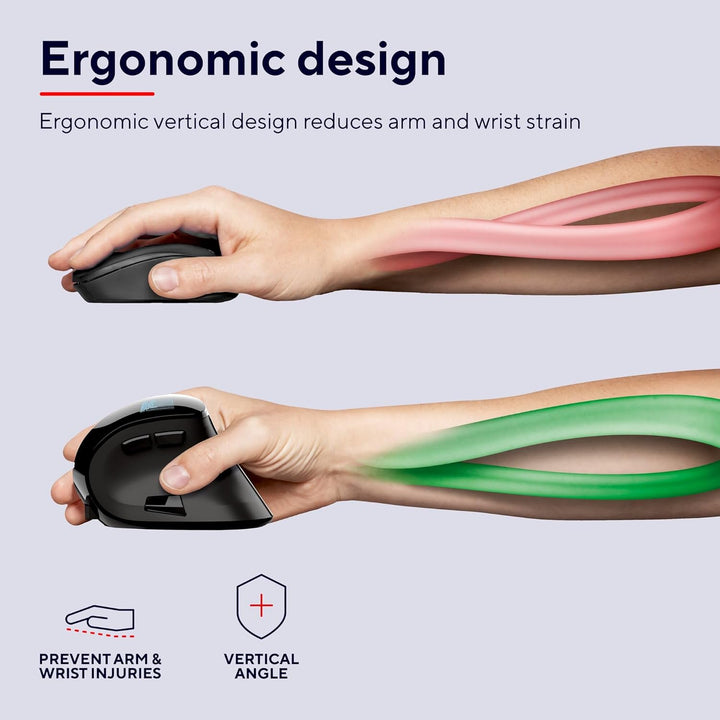 Trust Voxx Vertikale Kabellose Maus, Wiederaufladbare Ergonomische Funkmaus, Bluetooth und 2.4 GHz V