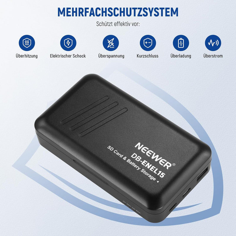 NEEWER EN-EL15c Ersatzakku und USB Ladegerät Set, 2 Pack 2400mAh Akkus und Zweikanal Ladegerät, komp