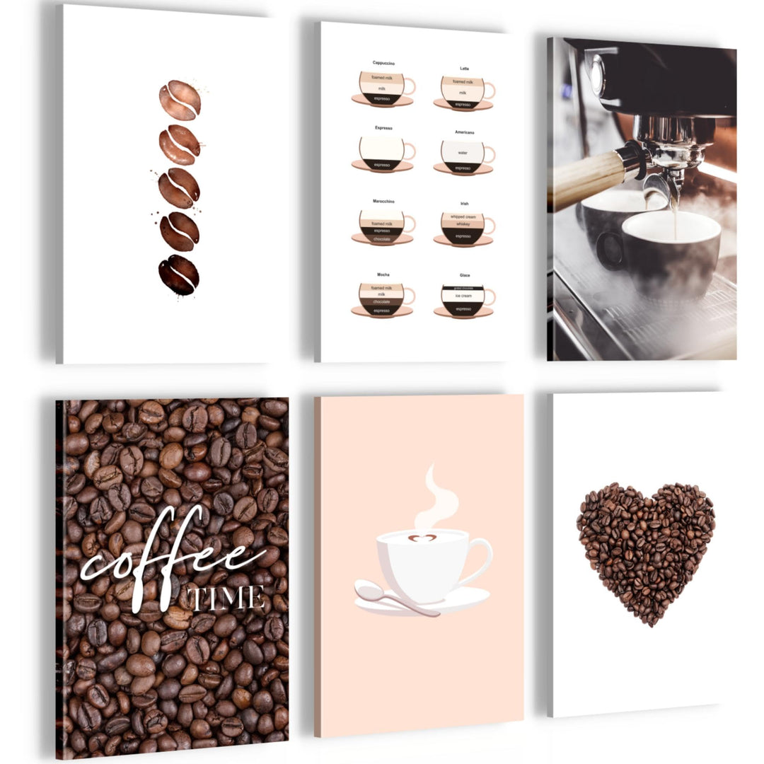 Novart Wandbilder Set - KOMPLETT AUFHÄNGFERTIG - Made in Germany - Moderne Bilder Kaffee Coffee Essz