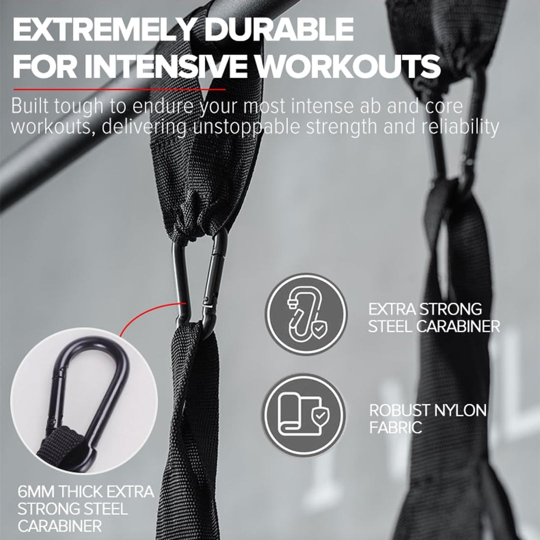 Bauchschlingen, tragbar, für Klimmzugstange, hängende Beinerhöhung, Fitness (schwarz, 1 Paar)