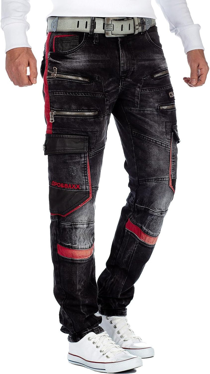 Cipo &amp; Baxx Herren Jeans A-001-cbhjs057 30W / 34L Obsidianschwarz, 30W / 34L Obsidianschwarz