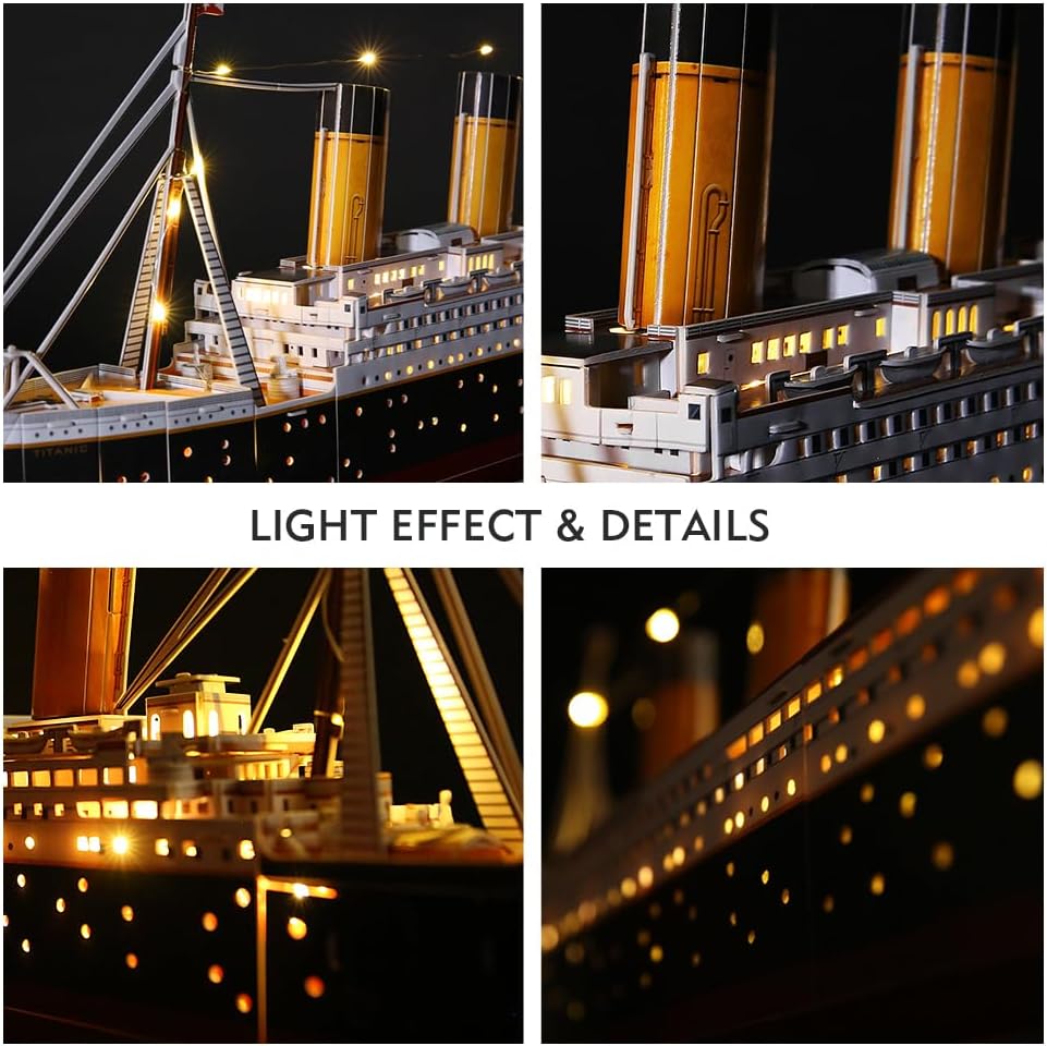 CubicFun Titanic 3D-Puzzle, LED, 88 cm, Modell Titanic, Spielzeug für Erwachsene und Jugendliche, 26