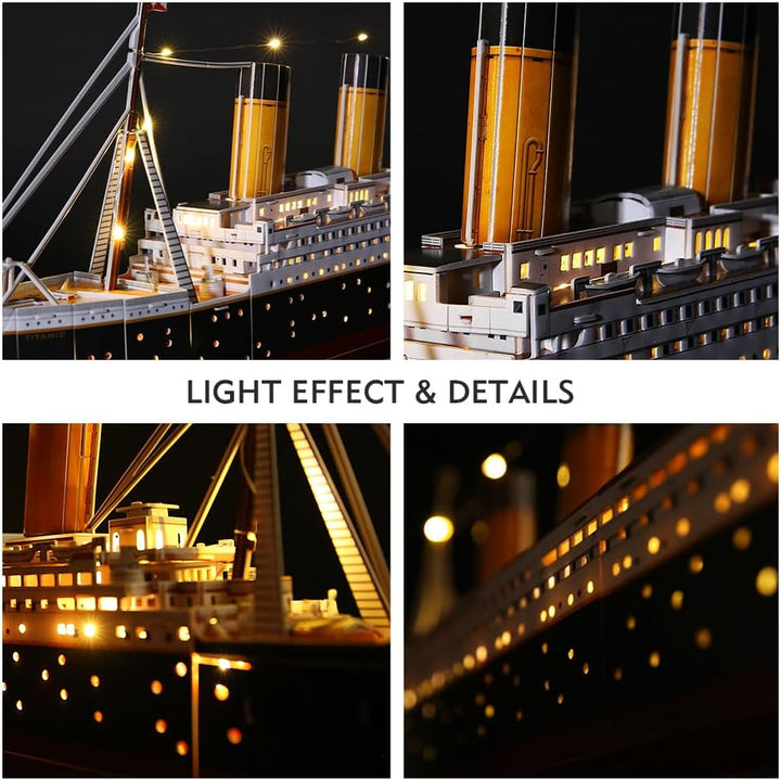 CubicFun Titanic 3D-Puzzle, LED, 88 cm, Modell Titanic, Spielzeug für Erwachsene und Jugendliche, 26