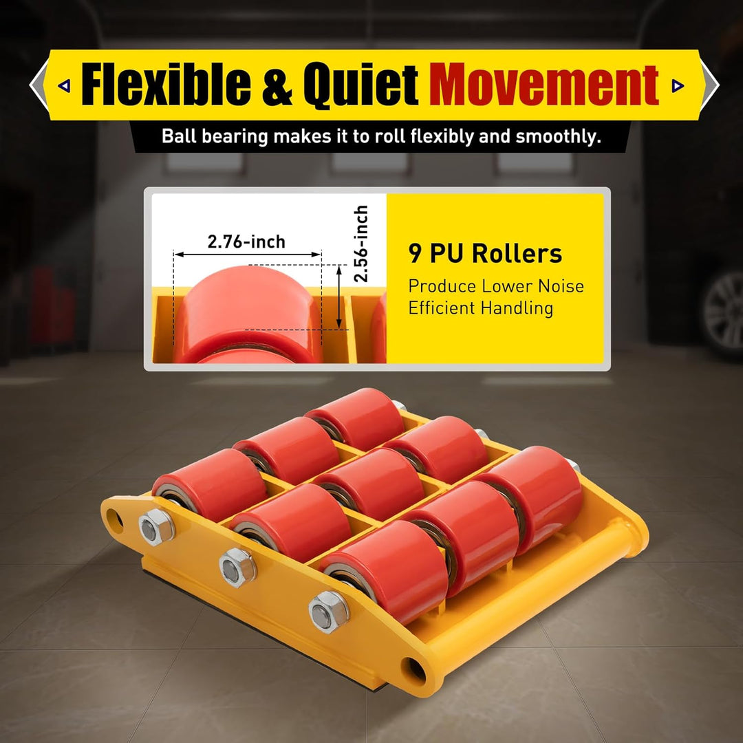KOLHGNSE Machine Transport Skate 15T, Transportfahrwerk Schwerlastrollen 9 Roller Versandwagen 360°