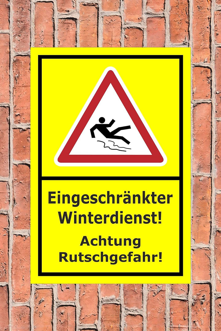 Melis Folienwerkstatt Schild Eingeschränkter Winterdienst - 60x40cm - Bohrlöcher - 3mm Aluverbund –