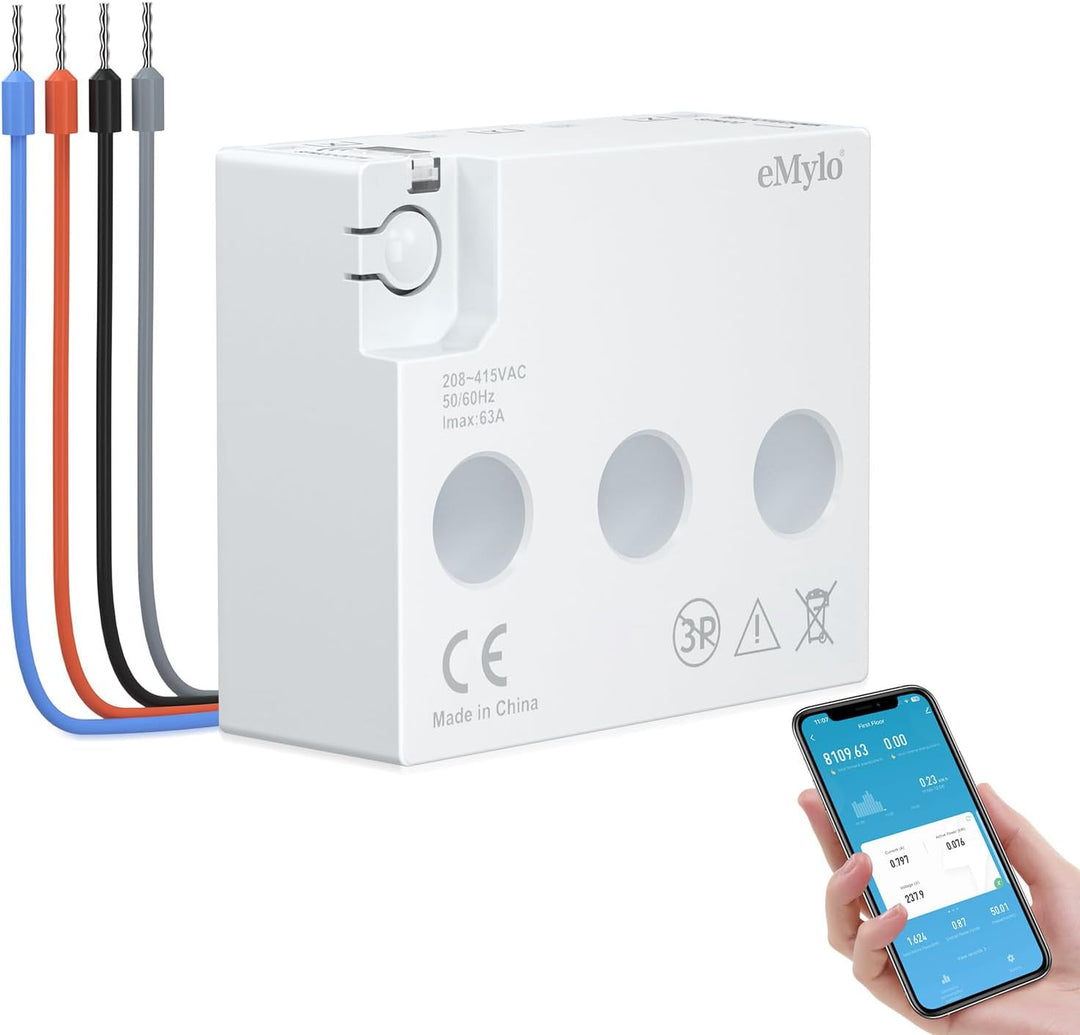 eMylo Smart Wifi Energiemessgerät Mini-Stromverbrauchsmessgerät 99% hohe Genauigkeit 3 Phasen Echtze