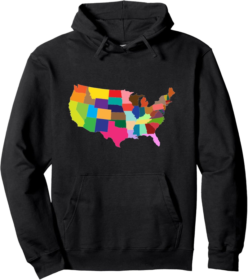 Bunte USA-Karte Pullover Hoodie