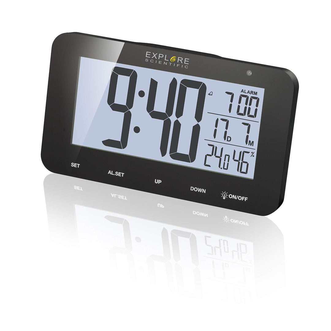 Explore Scientific Funk-Tischuhr mit Display RDC1004 Alarm & Snooze schwarz, Schwarz