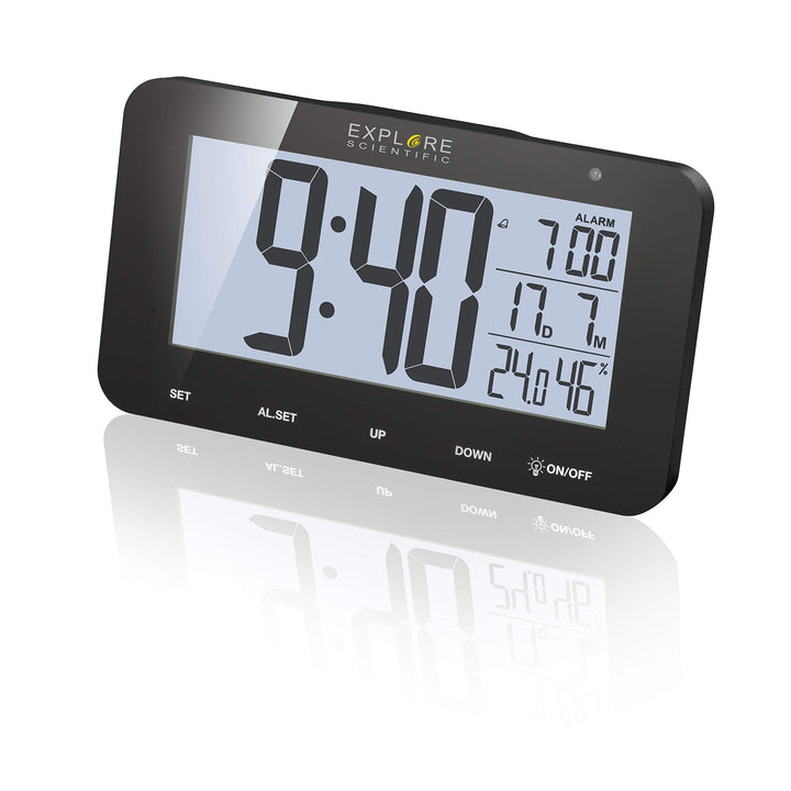Explore Scientific Funk-Tischuhr mit Display RDC1004 Alarm & Snooze schwarz, Schwarz