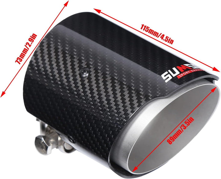 Auspuff Endrohr ，Yctze Universal Carbon 2.9 Zoll Einlass 3.5 Zoll Einzelauslass Auspuff Endstück End