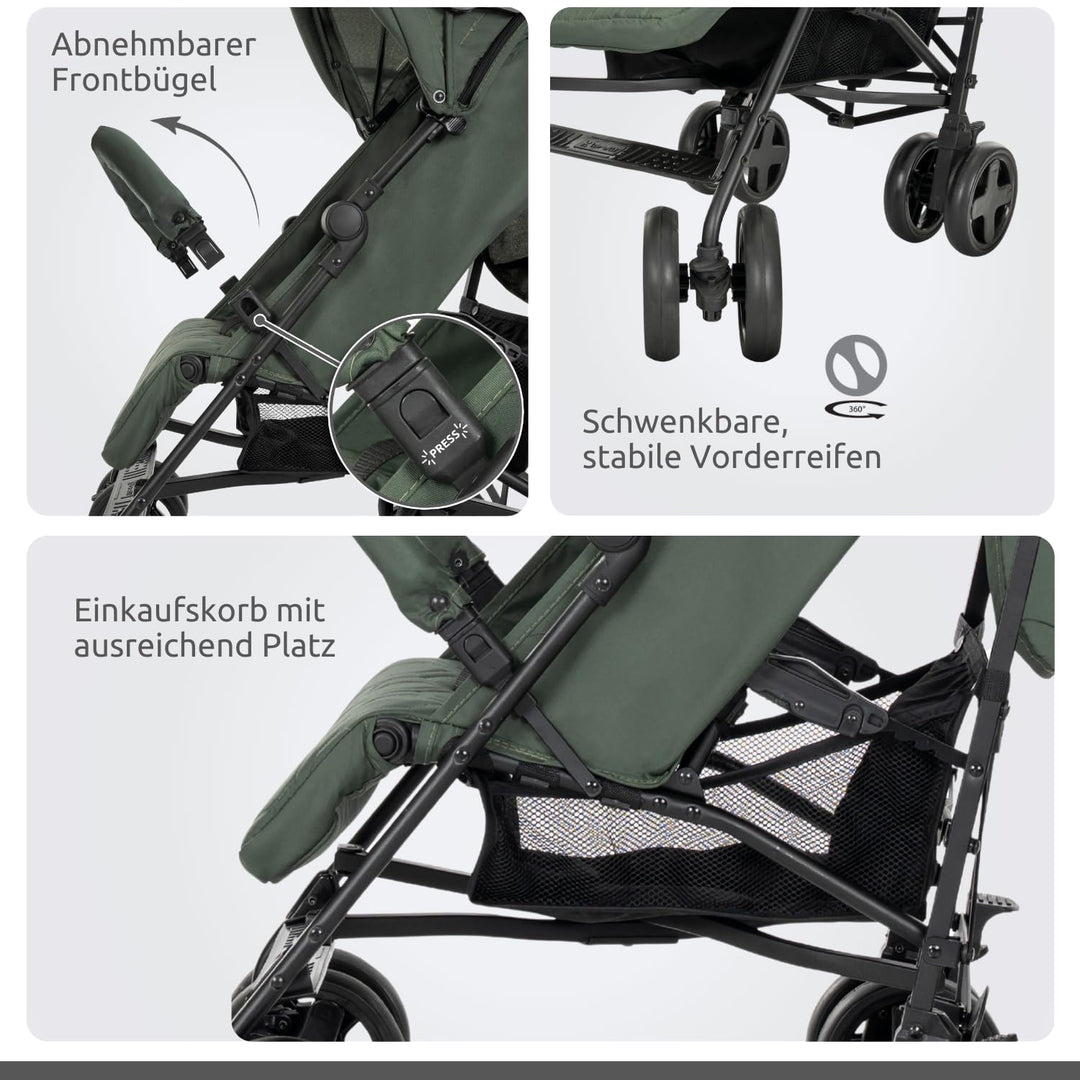 Lorelli Kinderwagen, Buggy IDA, schwenkbare Vorderräder, Rückenlehne verstellbar, Farbe:beige-schwar