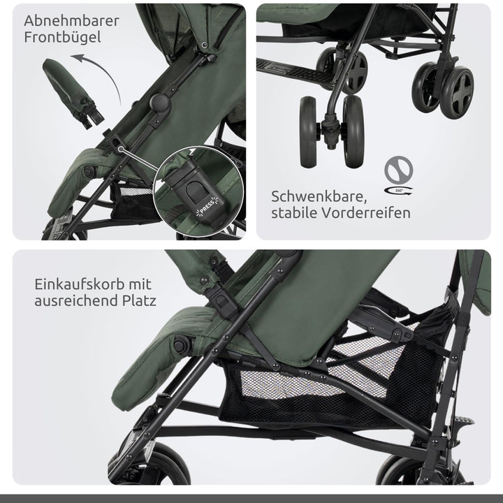 Lorelli Kinderwagen, Buggy IDA, schwenkbare Vorderräder, Rückenlehne verstellbar, Farbe:beige-schwar