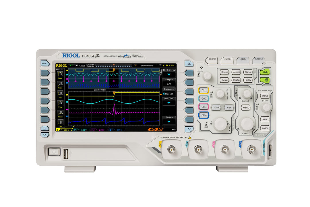 RIGOL DS1054Z Digitales Oszilloskop, 50MHz Bandbreite, 4 Analogkanäle, 24Mpts Speichertiefe, 1G Sa/s