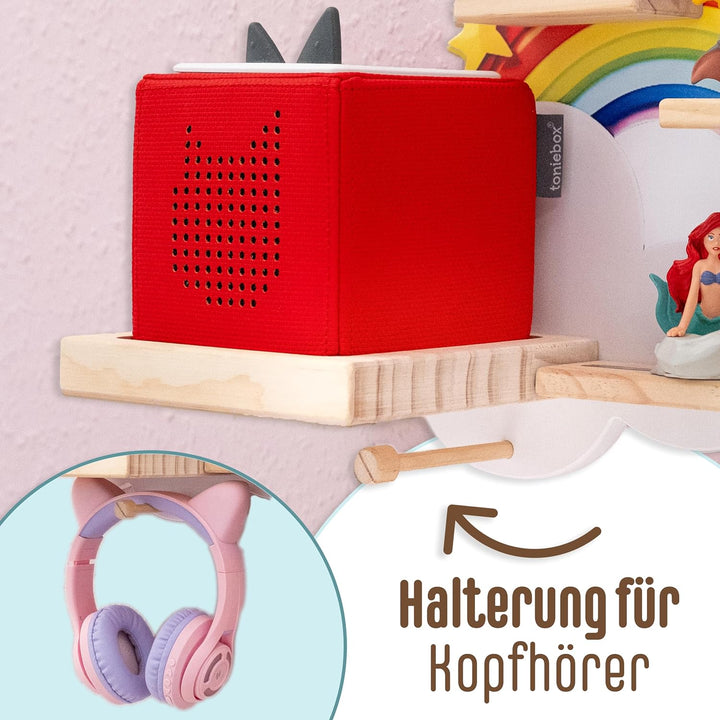 WeMa Tonie Regal Regenbogen - magnetisches Wandregal für Toniebox & Tonie Figuren - Aufbewahrung für