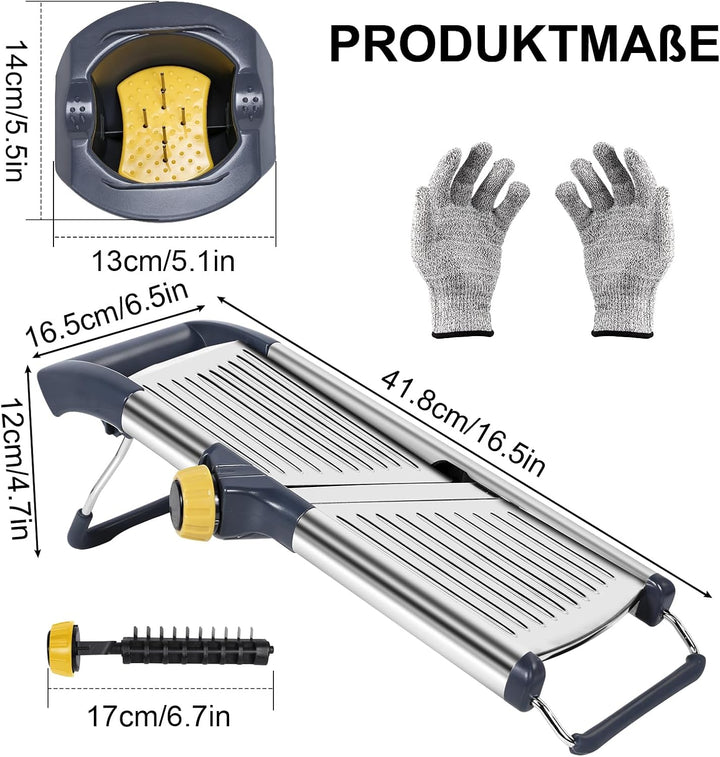 Masthome Mandolinenschneider Edelstahl - Professioneller 5-in-1 Gemüseschneider mit Einstellbarer Sc