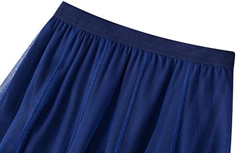 Damen Rock Sommer Langer Tüllrock A-Linie Faltenrock Knöchellang Hoher Bund Schick Maxirock Elastisc