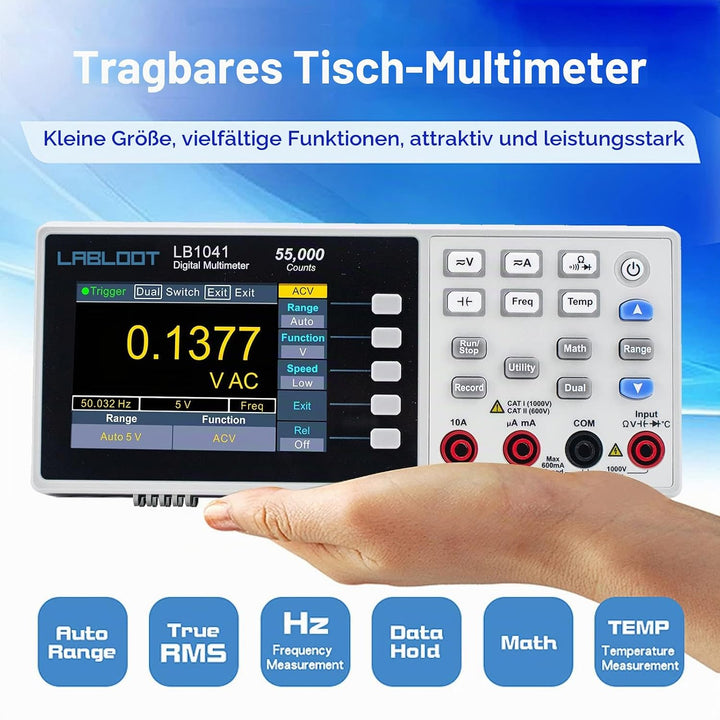 Labloot LB1041 USB Digitales Multimeter, 3,7 Zoll LCD-Bildschirm, 55000 Counts True RMS Temperatur M