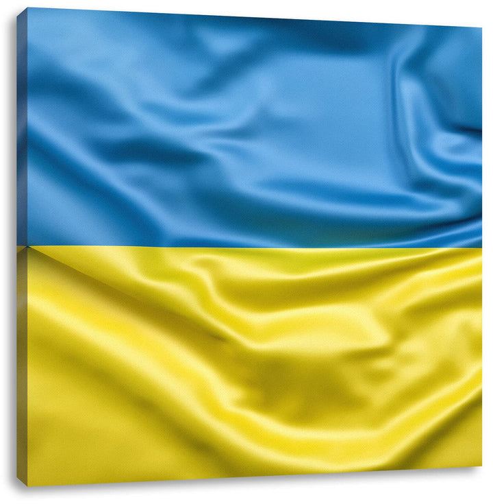 Pixxprint Ukraine Flagge als Leinwandbild Quadratisch| Grösse: 60x60 cm | Wandbild | Kunstdruck | fe