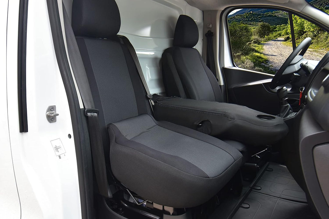 Passgenaue LUX Sitzbezüge passend für Trafic NV300 Vivaro Talento Massgeschneidert 1+2 (3-Sitzer), L