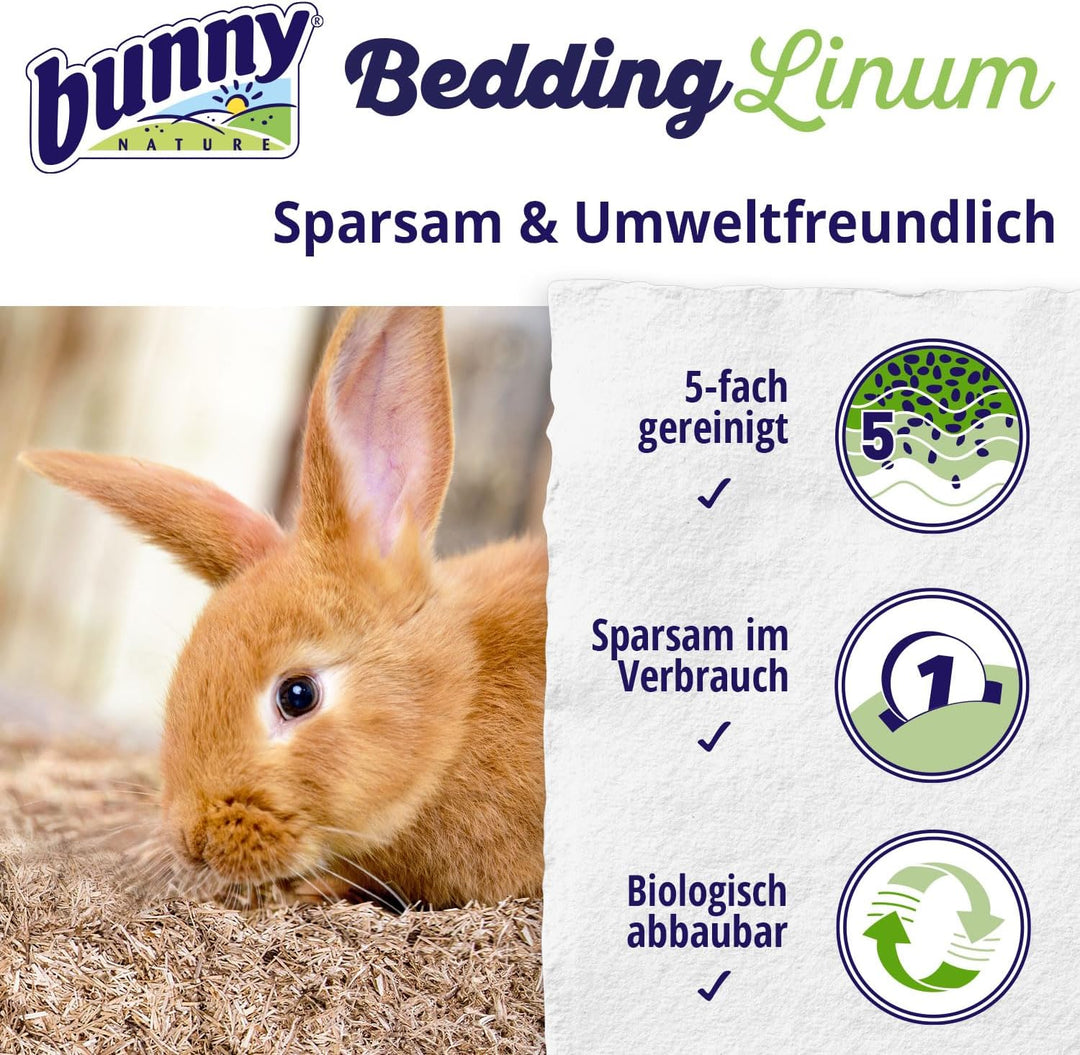 bunnyNature Bedding Linum 35l | Natur-Leinenstreu | Komfort &amp; Hygiene für Haustiere | Umweltfreundli