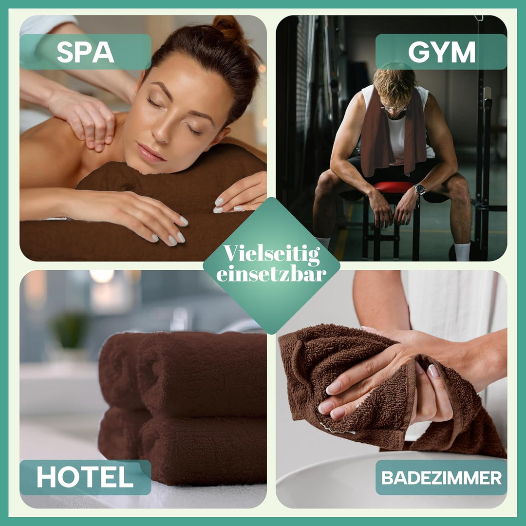 NatureMark 8er Pack Frottier Handtücher 50x100cm, 100% Baumwolle, Schokobraun, 50 x 100 cm, Schokobr