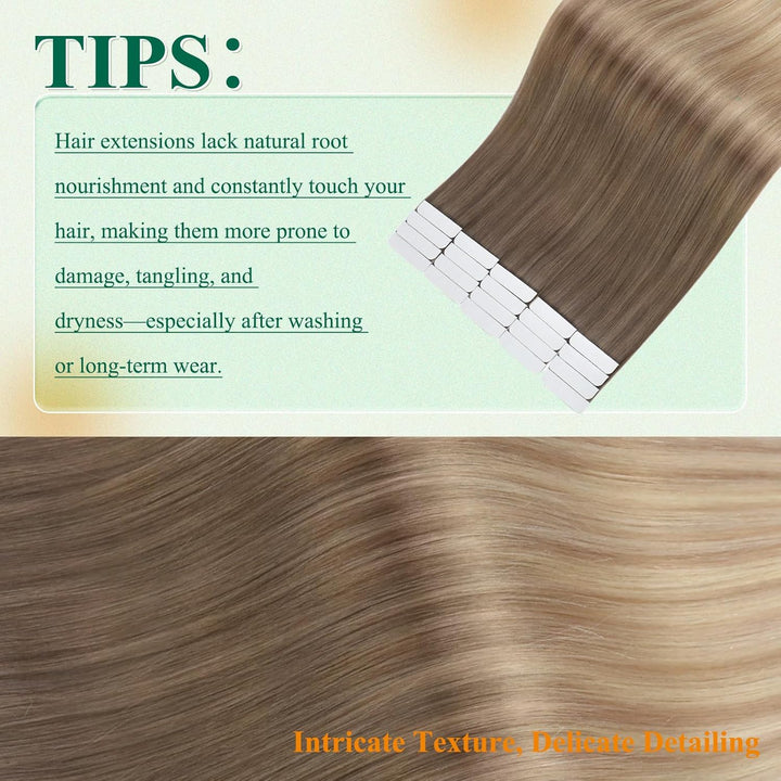 Easyouth Balayage Tape Extensions Echthaar Tape in Extensions Aschbraun Platinblond und Aschblond Mi