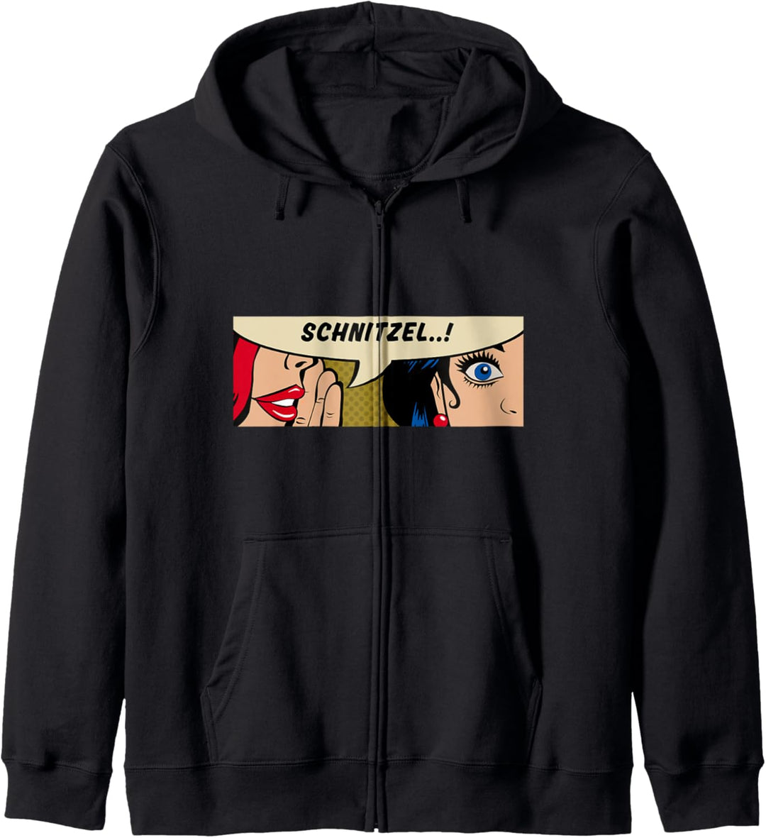 Frauen flüsternd - Schnitzel - Deutsches Essen - Comic Pop Art Kapuzenjacke
