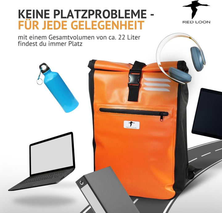 Red Loon Kurier Rucksack Courier Bag Kuriertasche LKW-Plane Backpack Kurierrucksack, Orange